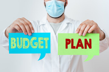 Word writing text Budget Plan. Business photo showcasing financial schedule for a defined period of...