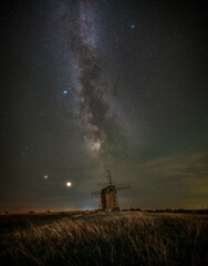 Starry sky over the windmill at Gettlinge burial ground