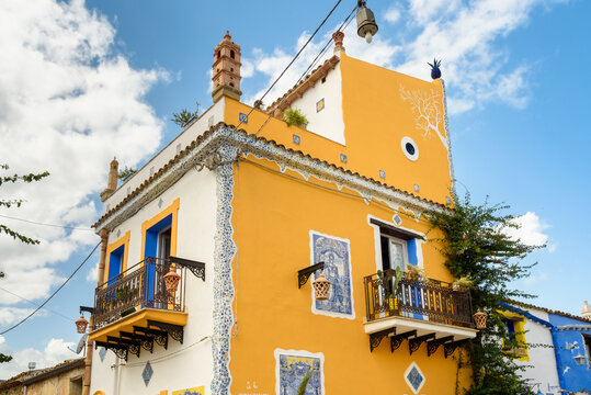Painted houses of the ancient Parrini village, also called the Barcelona of Partinico in the province of Palermo, Sicily, Italy.