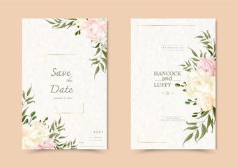  Beautiful background with watercolor floral wedding invitation card template.