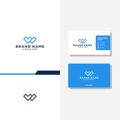 Letter W hexagon concept logo designs business card
