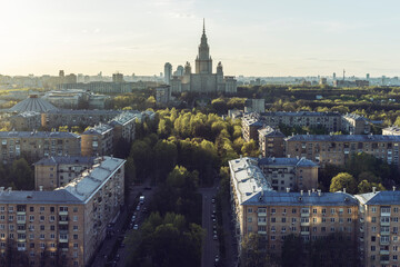Obraz premium Beautiful sunny Moscow panoramic view