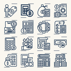 Simple set of expense related lineal icons.