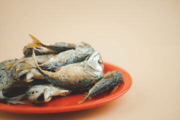 Fried mackerel or Pla two fish. The Fried mackerel is local traditional Thai dish.