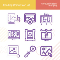 Simple set of editing related lineal icons.