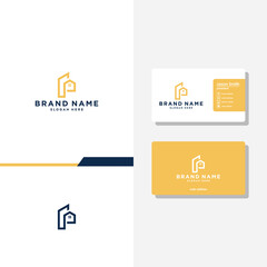 Fototapeta na wymiar Letter P Home concept logo designs business card