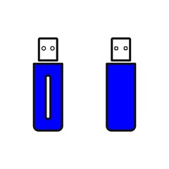Blue USB flash drive flat icon for apps and websites