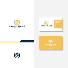 Letter N geometric concept logo designs business card