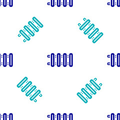 Blue Heating radiator icon isolated seamless pattern on white background. Vector.