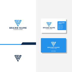 Letter Vs geometric concept logo designs business card