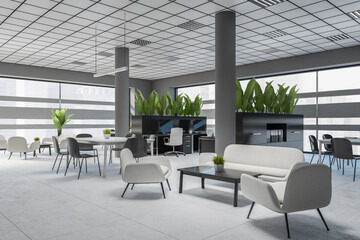 White office waiting room with sofas