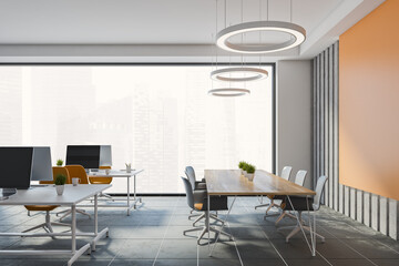 Orange and gray open space office