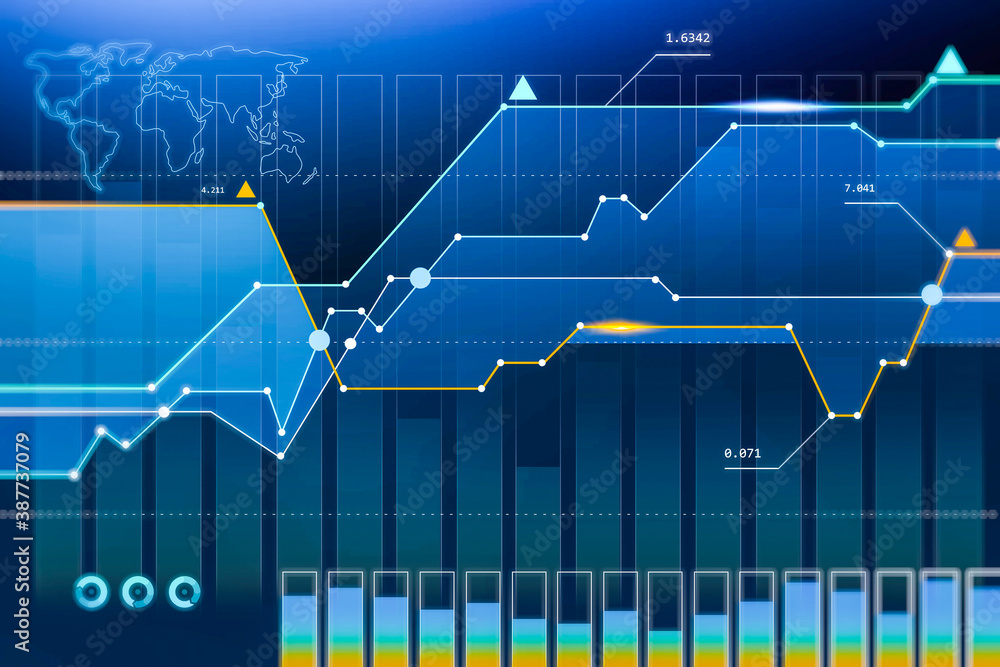 Poster graph and world map background