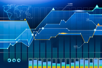 Graph and world map background