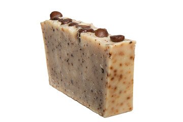 Bars of soap with cinnamon on isolated white background
