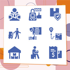 Simple set of 9 icons related to merchant