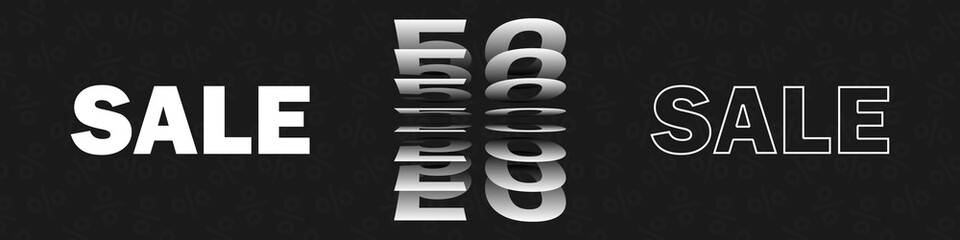 Sale Banner concept design. Discount 50 procent. Flip design. Shape design. Advertising banner trendy design. Vector illustration