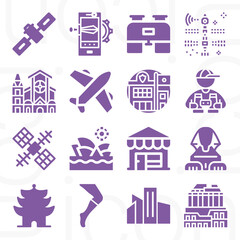 Fototapeta premium 16 pack of travelling filled web icons set