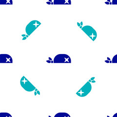 Blue Pirate bandana for head icon isolated seamless pattern on white background. Vector.