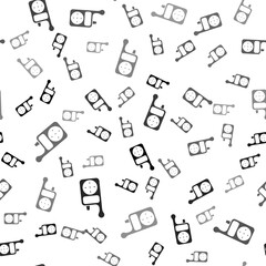 Black Baby Monitor Walkie Talkie icon isolated seamless pattern on white background. Vector.