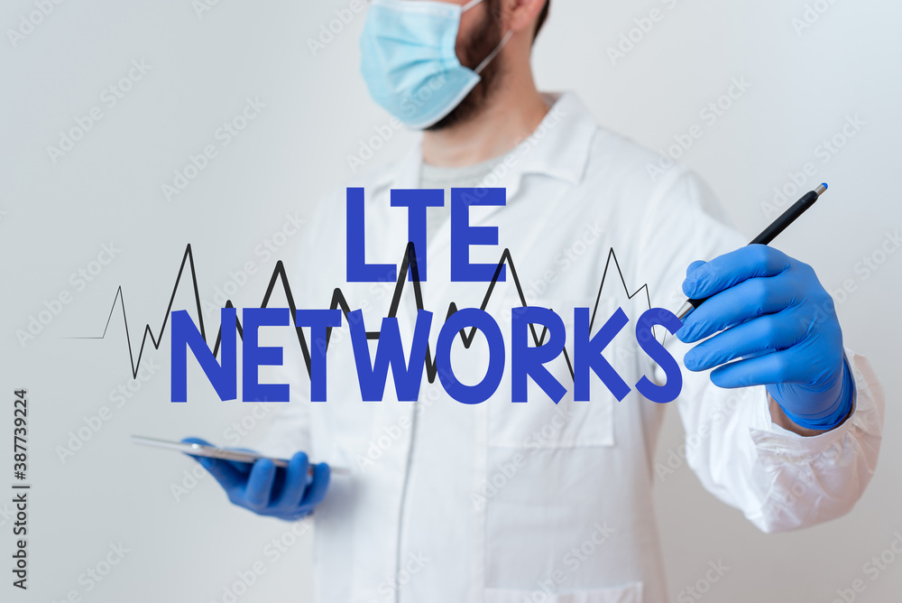 Poster conceptual hand writing showing lte networks. concept meaning fastest network connection available f