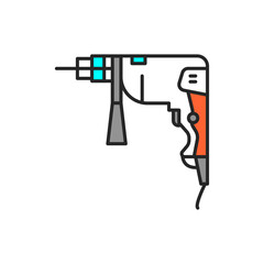 Electric drill tool color line icon. Pictogram for web page, mobile app, promo.