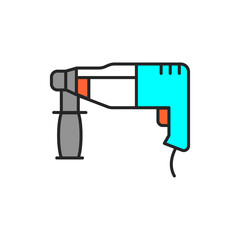 Electric puncher tool color line icon. Pictogram for web page, mobile app, promo.