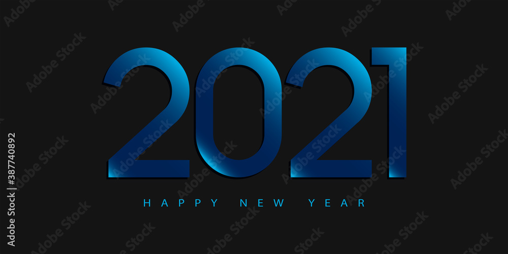 Poster 2021 happy new year text vector design.