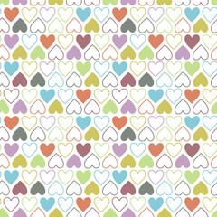 Hearts vector seamless pattern for shirt, panties, tank top or swimsuit, underwear, bedding, blanket or pillow. Outline sketch background. Doodle textile. Wedding. Fashion design for Valentines day