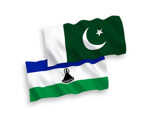 Flags of Lesotho and Pakistan on a white background