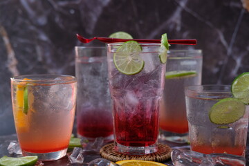 cocktail with ice and cherry