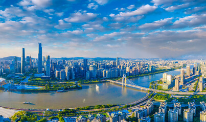 Fototapeta na wymiar Scenery of CBD aerial photography in Guangzhou City, Guangdong Province, China