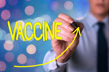 Text sign showing Vaccine. Business photo text preparation of killed microorganisms or living...