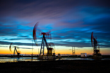 Oil pump at night