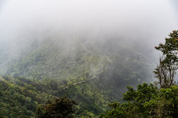 Landscape mountain view,Fog and Clouds are rolling through after the rain in the Mountains  of thailand.