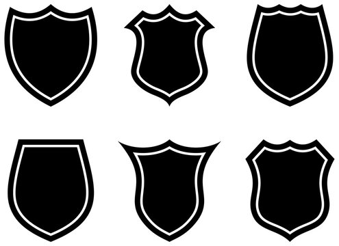 Ritter Schild Vektor Set. Isolierter wei&szlig;er Hintergrund.