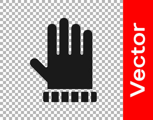 Black Christmas mitten icon isolated on transparent background. Vector.