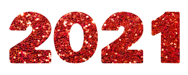 2021 red glitter texture design template Celebration typography poster, banner or greeting card.