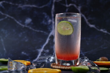 cocktail with lime and ice