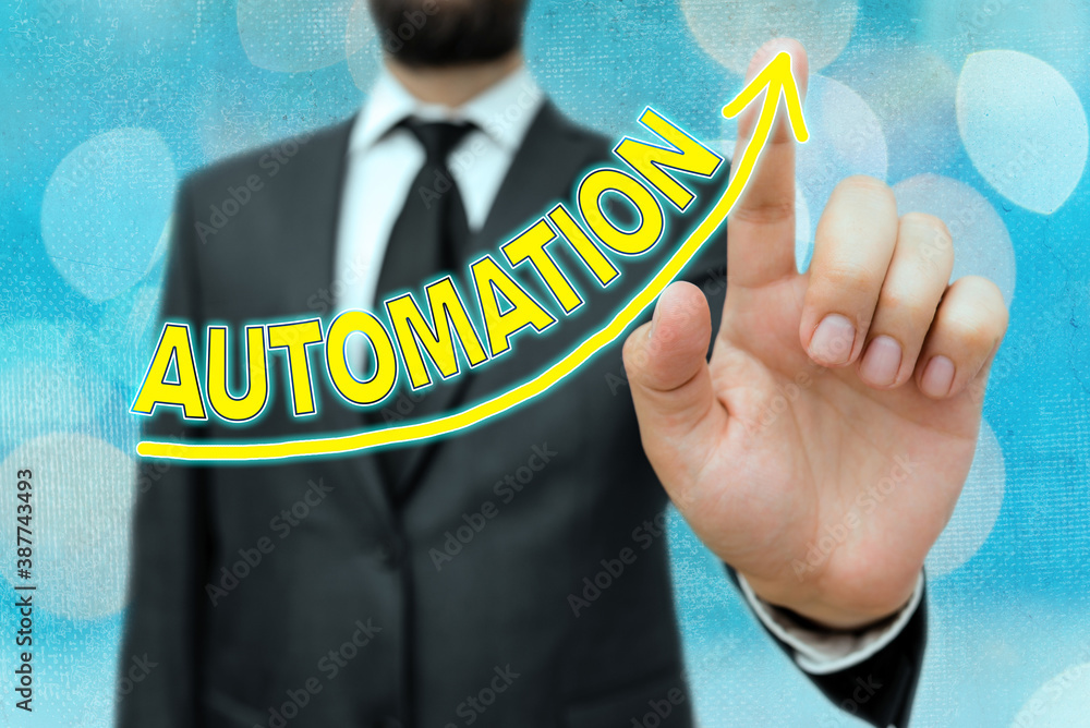 Poster word writing text automation. business photo showcasing automatically controlled operation of an app