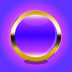 3d modern glossy golden button