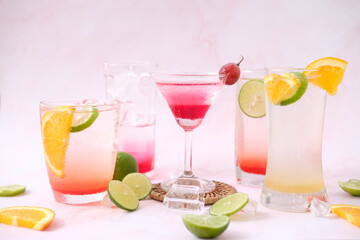 cocktails with fruits and berries