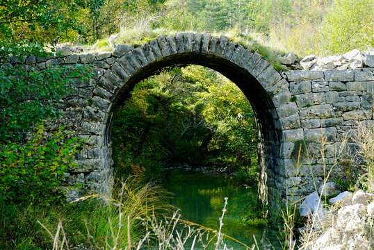 Old Napoleon Bridge in Croatian Istria near the old town of Buzet