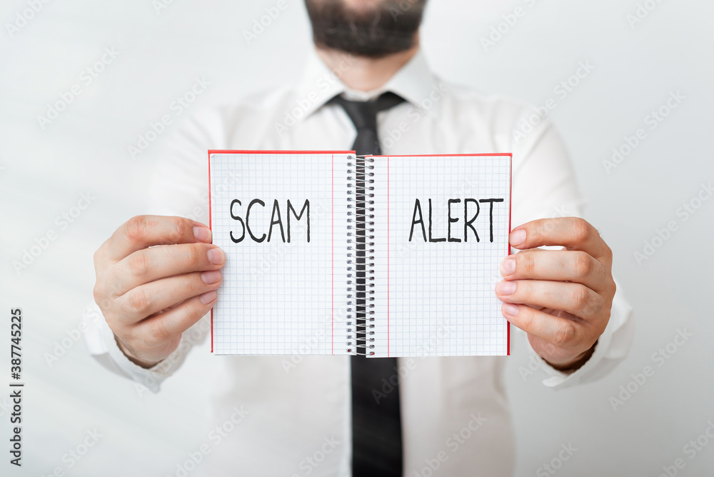 Poster word writing text scam alert. business photo showcasing unsolicited email that claims the prospect o
