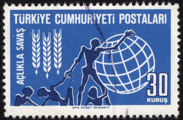Republic of Turkey. Republic of Turkey postage stamp. Republic of Turkey historical stamp. A...