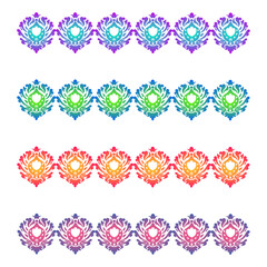 Colored design elements, ornament. Gradient fill, modern style. Set for designer packaging, fabric and clothing. Vintage style. Vector illustration Damascus. Baroque classicism.