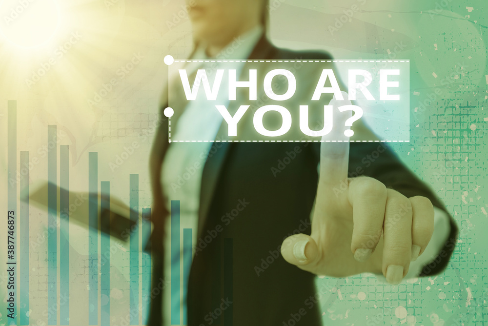 Poster text sign showing who are youquestion. business photo showcasing inviting someone to join in your lo