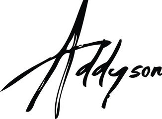 Addyson-Female Name Modern Brush Calligraphy Cursive Text on White Background