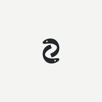 Fish symbol. Fresh seafood logo template design. Vector illustration. S logo. Letter S like fish symbol.