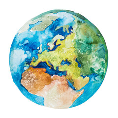 Europe and Africa on the globe. Earth planet. Watercolor. © undrey